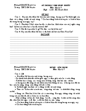 Đề thi học sinh năng khiếu môn địa lý 7
